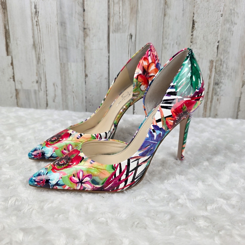 Jessica Simpson Floral d'Orsay Pump Heels Size 8.5 - Picture 2 of 10